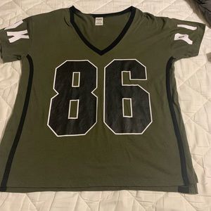 Victoria’s Secret Pink army green size large oversized long v-neck t-shirt